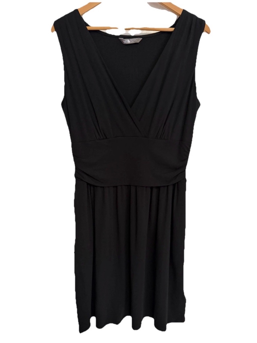 The North Face Women's XL Black Sleeveless Knit Dress w/ Pockets V Neck Ruched